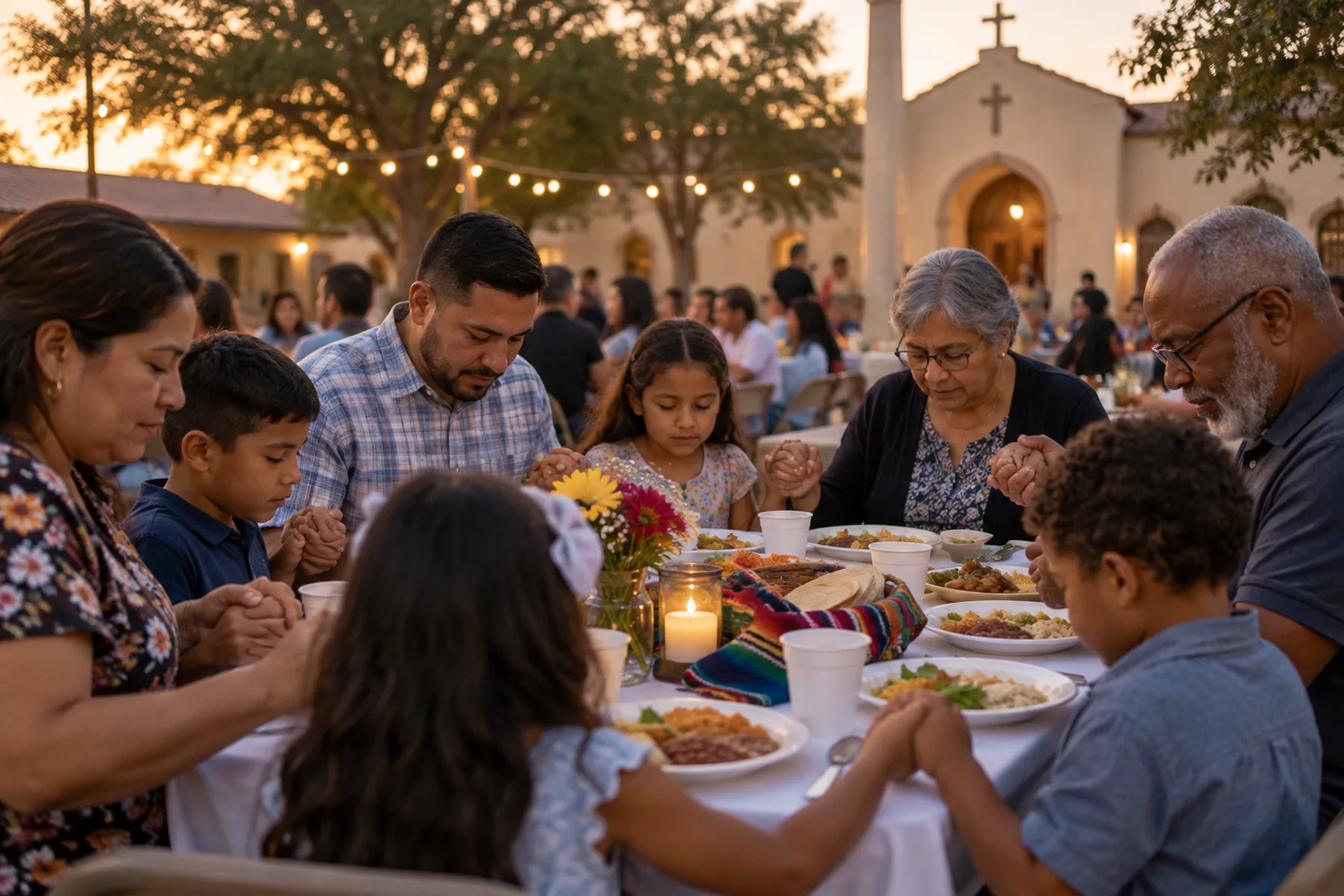 Families gathered at a parish community night